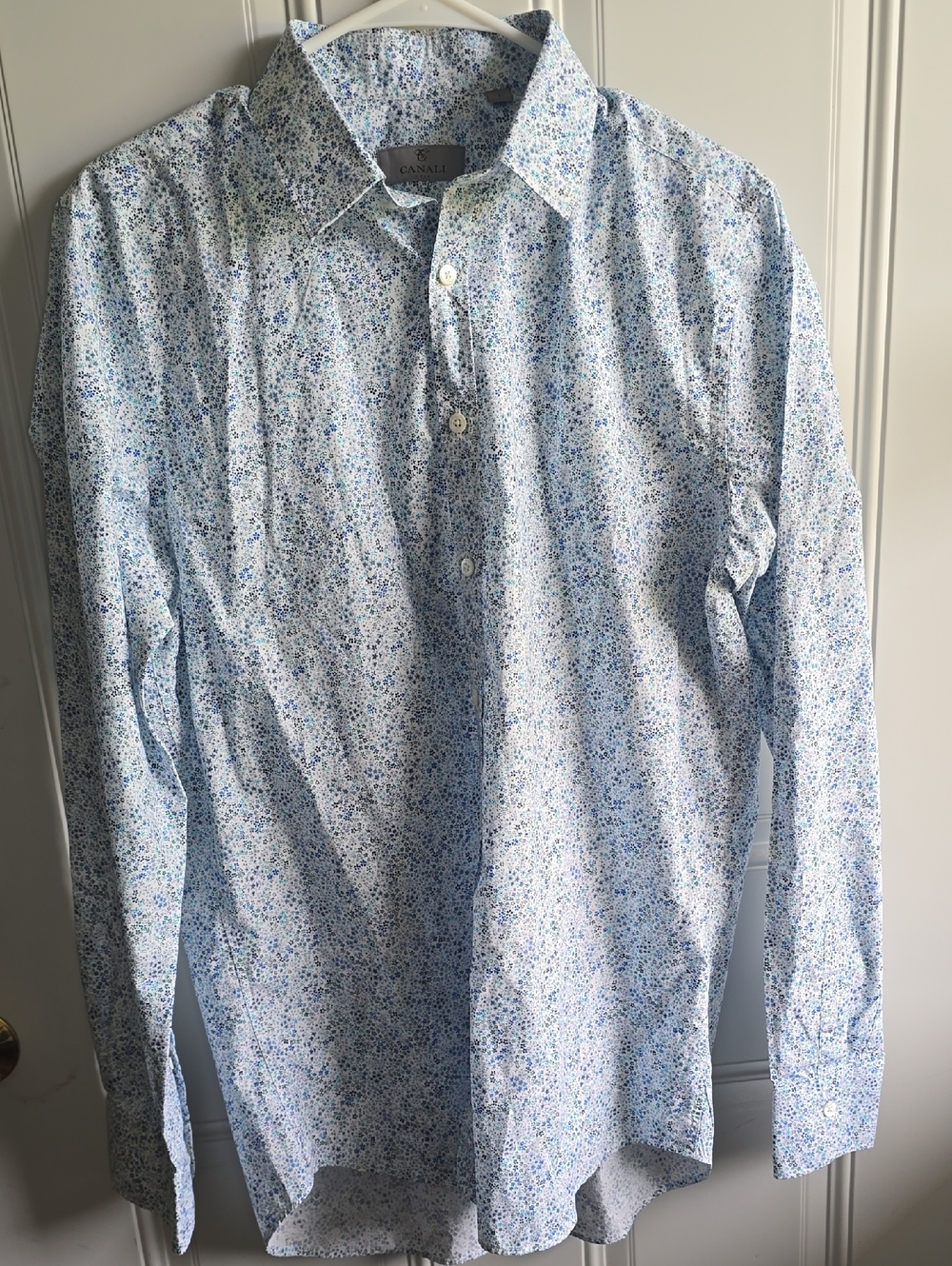 Canali Men's Light Blue Micro Floral Dress Shirt
